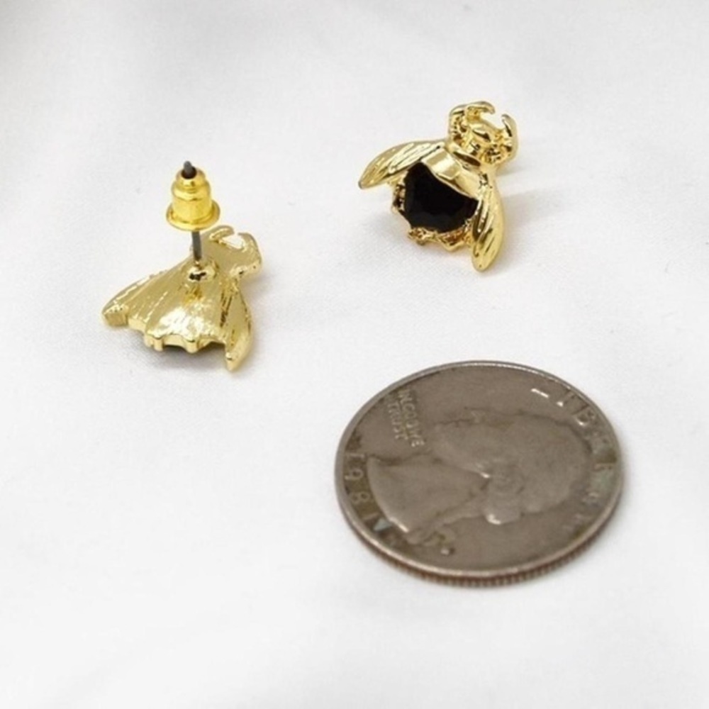 Gold Insect Earrings - Picture 2 of 4